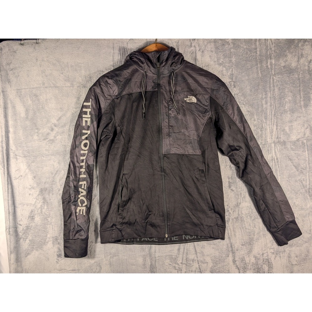 The North Face Men's Small Black‎ Camo Full Zip Hooded Fleece Jacket